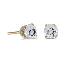 Load image into Gallery viewer, 14 karat yellow gold 4mm White Topaz stud earrings.
