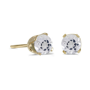 14 karat yellow gold 4mm White Topaz stud earrings.