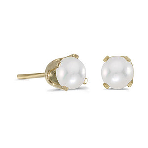 14 karat yellow gold 4mm Pearl stud earrings.