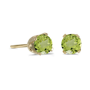 14 karat yellow gold 4mm Peridot stud earrings.