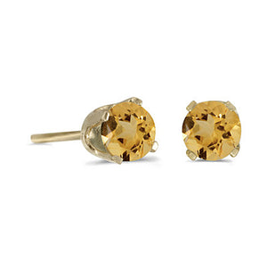 14 karat yellow gold 4mm Citrine stud earrings.