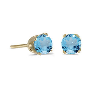 14 karat yellow gold 4mm Blue Topaz stud earrings.