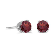 Load image into Gallery viewer, 14 karat white gold 4mm Garnet stud earrings.
