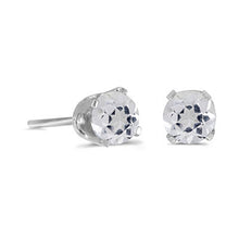 Load image into Gallery viewer, 14 karat white gold 4mm White Topaz stud earrings.
