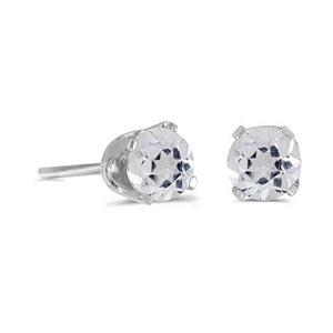 14 karat white gold 4mm White Topaz stud earrings.