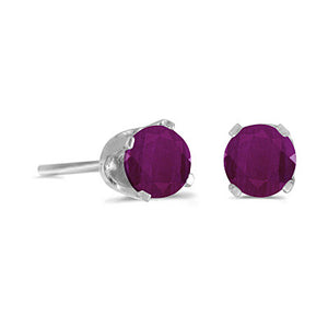 14 karat white gold 4mm Ruby stud earrings.