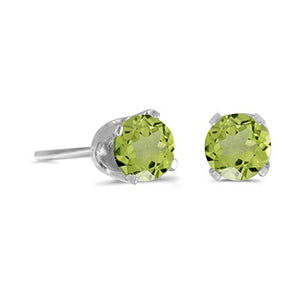 14 karat white gold 4mm Peridot stud earrings.