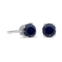 Load image into Gallery viewer, 14 karat white gold 4mm Blue Sapphire stud earrings.
