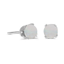 Load image into Gallery viewer, 14 karat white gold 4mm Opal stud earrings.
