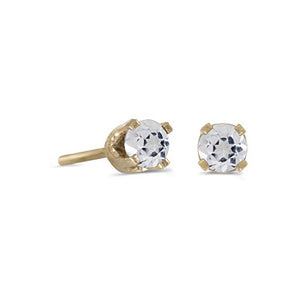 14 karat yellow gold 3mm White Topaz stud earrings.