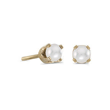 Load image into Gallery viewer, 14 karat yellow gold 3mm Pearl stud earrings.
