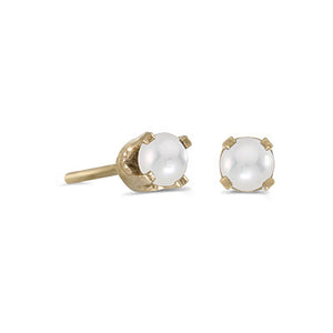 14 karat yellow gold 3mm Pearl stud earrings.