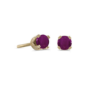 14 karat yellow gold 3mm Ruby stud earrings.