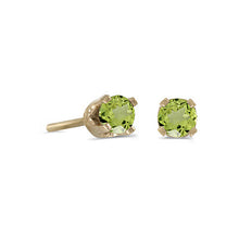 Load image into Gallery viewer, 14 karat yellow gold 3mm Peridot stud earrings.
