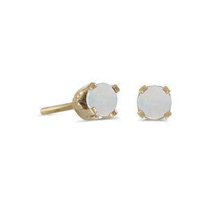 14 karat yellow gold 3mm Opal stud earrings.