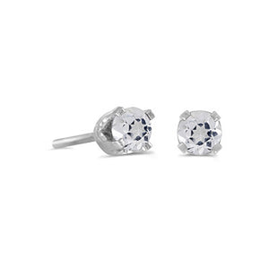 14 karat white gold 3mm Aquamarine stud earrings.