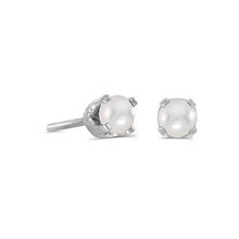 Load image into Gallery viewer, 14 karat white gold 3mm Pearl stud earrings.
