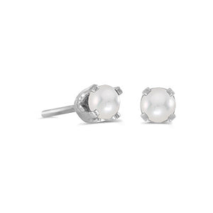 14 karat white gold 3mm Pearl stud earrings.