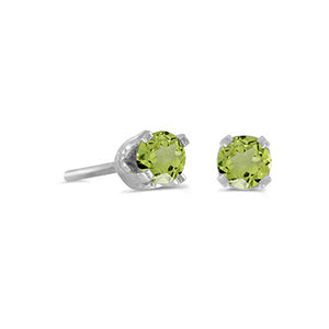 14 karat white gold 3mm Peridot stud earrings.