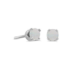 14 karat white gold 3mm Opal stud earrings.