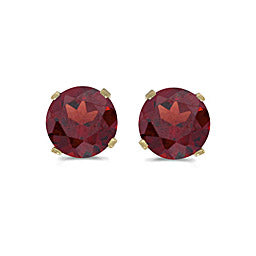 14 karat yellow gold 5mm Garnet stud earrings.