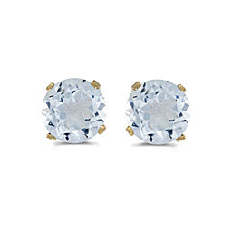 14 karat yellow gold 5mm Aquamarine stud earrings.