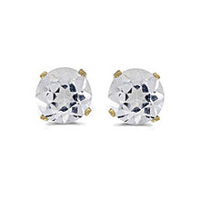 Load image into Gallery viewer, 14 karat yellow gold 5mm White Topaz stud earrings.
