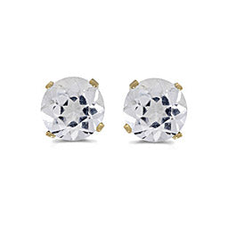 14 karat yellow gold 5mm White Topaz stud earrings.