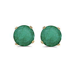 14 karat yellow gold 5mm Emerald stud earrings.