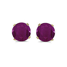 Load image into Gallery viewer, 14 karat yellow gold 5mm Ruby stud earrings.
