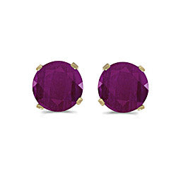 14 karat yellow gold 5mm Ruby stud earrings.