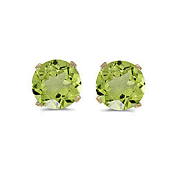 14 karat yellow gold 5mm Peridot stud earrings.