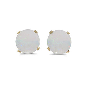 14 karat yellow gold 5mm Opal stud earrings.