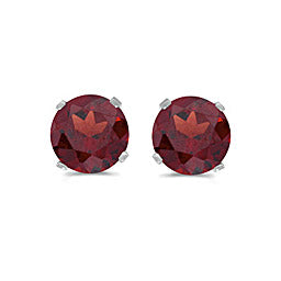 14 karat white gold 5mm Garnet stud earrings.