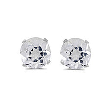 Load image into Gallery viewer, 14 karat white gold 5mm White Topaz stud earrings.
