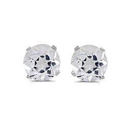 14 karat white gold 5mm White Topaz stud earrings.