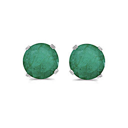 14 karat white gold 5mm Emerald stud earrings.