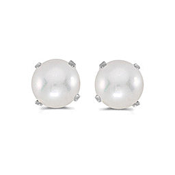 14 karat white gold 5mm Pearl stud earrings.