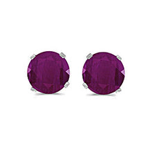 Load image into Gallery viewer, 14 karat white gold 5mm Ruby stud earrings.
