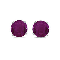 14 karat white gold 5mm Ruby stud earrings.