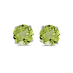 14 karat white gold 5mm Peridot stud earrings.