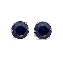 Load image into Gallery viewer, 14 karat white gold 5mm Blue Sapphire stud earrings.
