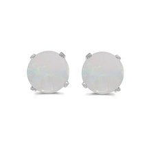 Load image into Gallery viewer, 14 karat white gold 5mm Opal stud earrings.
