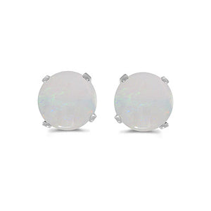 14 karat white gold 5mm Opal stud earrings.