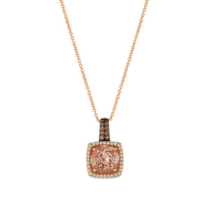 Le Vian Chocolatier® Pendant featuring 2 cts. Peach Morganite?, 1/10 cts. Chocolate Diamonds®, 1/6 cts. Vanilla Diamonds® set in 14K Strawberry Gold®