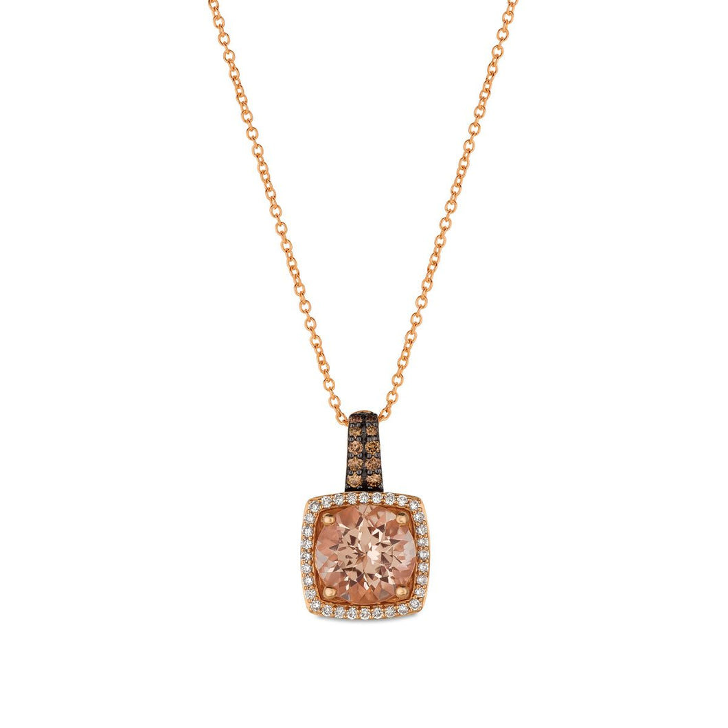 Le Vian Chocolatier® Pendant featuring 2 cts. Peach Morganite?, 1/10 cts. Chocolate Diamonds®, 1/6 cts. Vanilla Diamonds® set in 14K Strawberry Gold®
