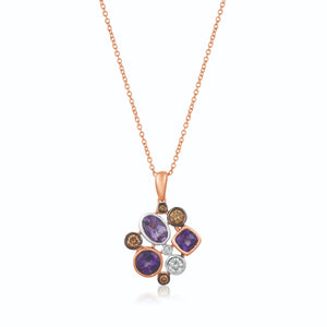 Le Vian Chocolatier® Pendant featuring 1 cts. Grape Amethyst, 1/6 cts. Chocolate Diamonds®, 1/10 cts. Vanilla Diamonds® set in 14K Two Tone Gold