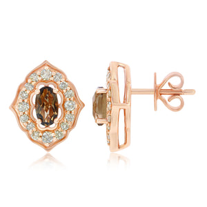 Le Vian Creme Brulee® Earrings featuring 3/8 cts. Chocolate Quartz®, 1/4 cts. Nude Diamonds set in 14K Strawberry Gold®