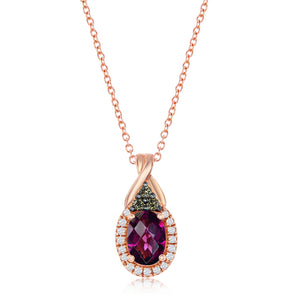 Le Vian® Pendant featuring 3/4 cts. Raspberry Rhodolite®, 1/15 cts. Chocolate Diamonds®, 1/15 cts. Vanilla Diamonds® set in 14K Strawberry Gold®
