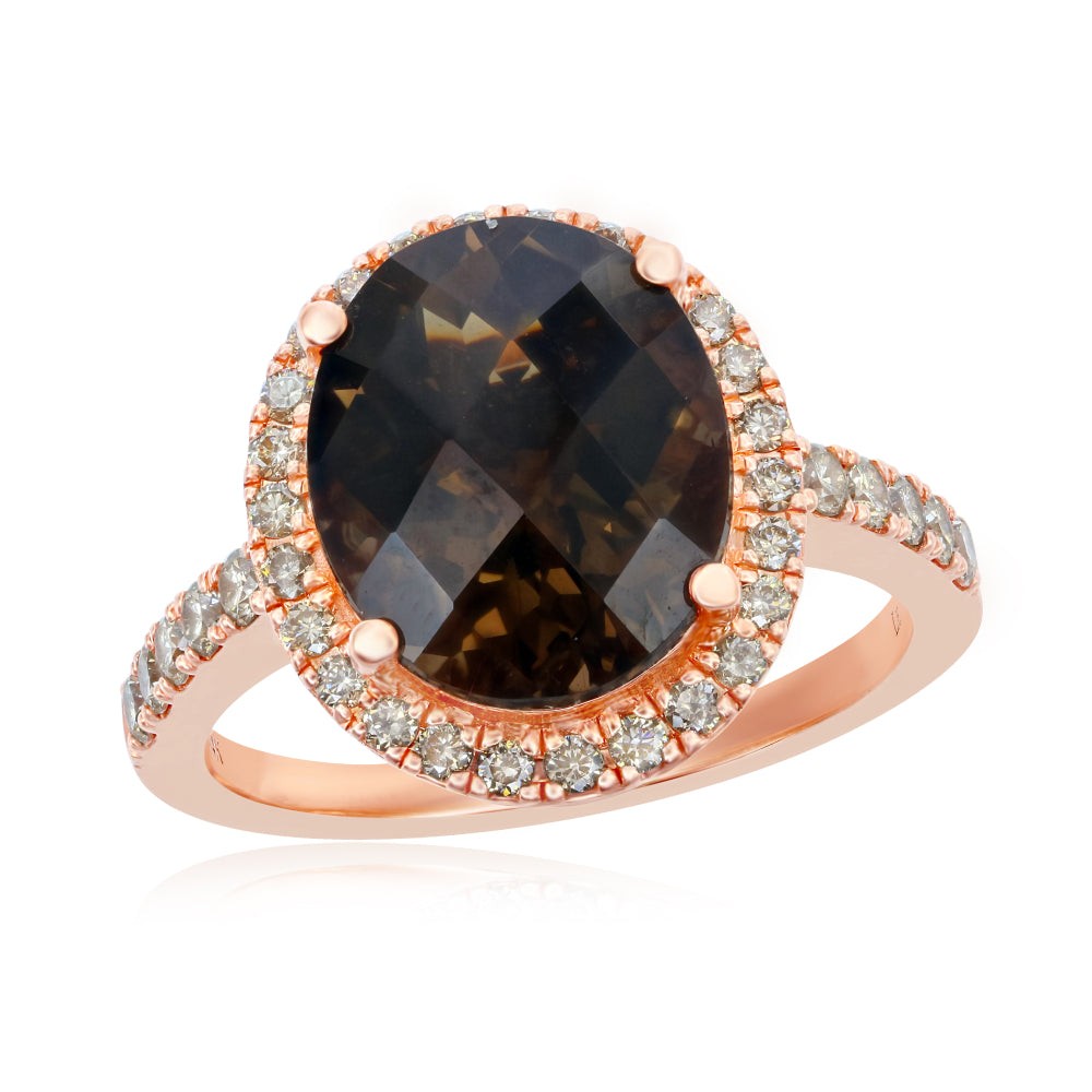 Le Vian Creme Brulee® Ring featuring 4 1/4 cts. Chocolate Quartz®, 1/2 cts. Nude Diamonds set in 14K Strawberry Gold®